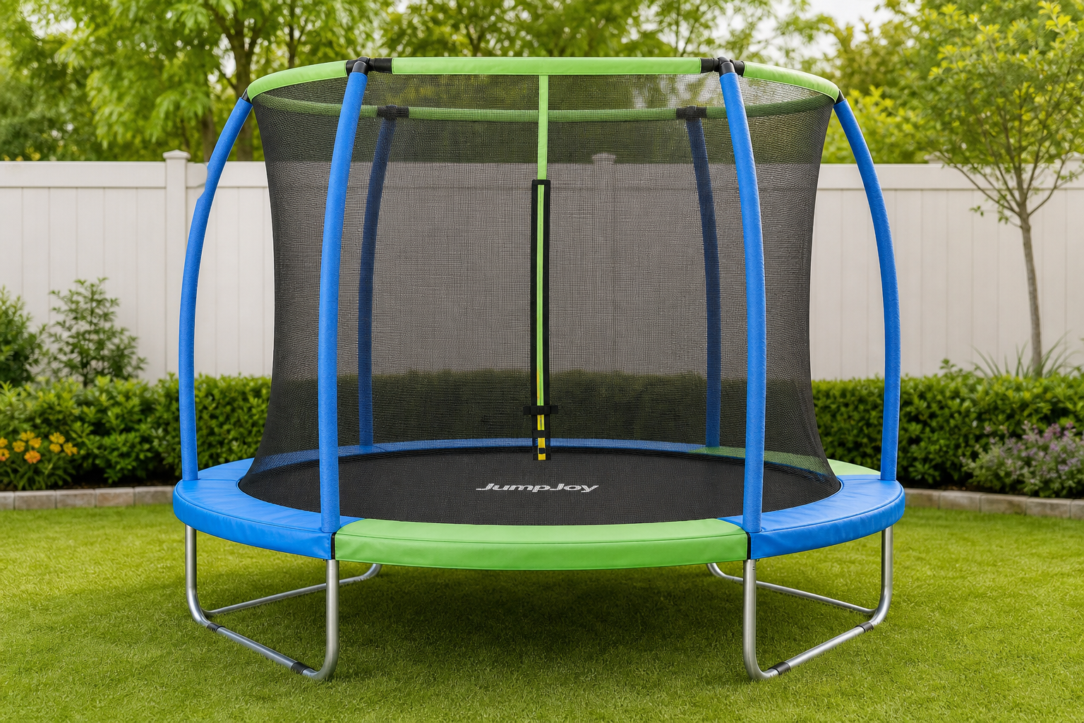 Home trampoline with safety net